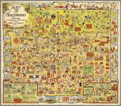 Vintage Hollywood Map Principal Streets and Places