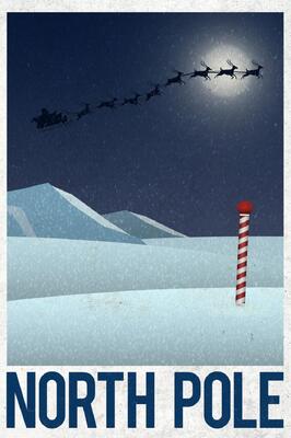 North Pole Retro Travel Poster