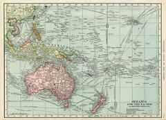 Oceania and the Pacific Vintage Map