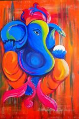 Elephant Watercolor Painting Hindu Graphics